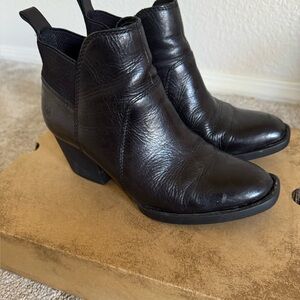 Born Dark Leather Ankle Boots